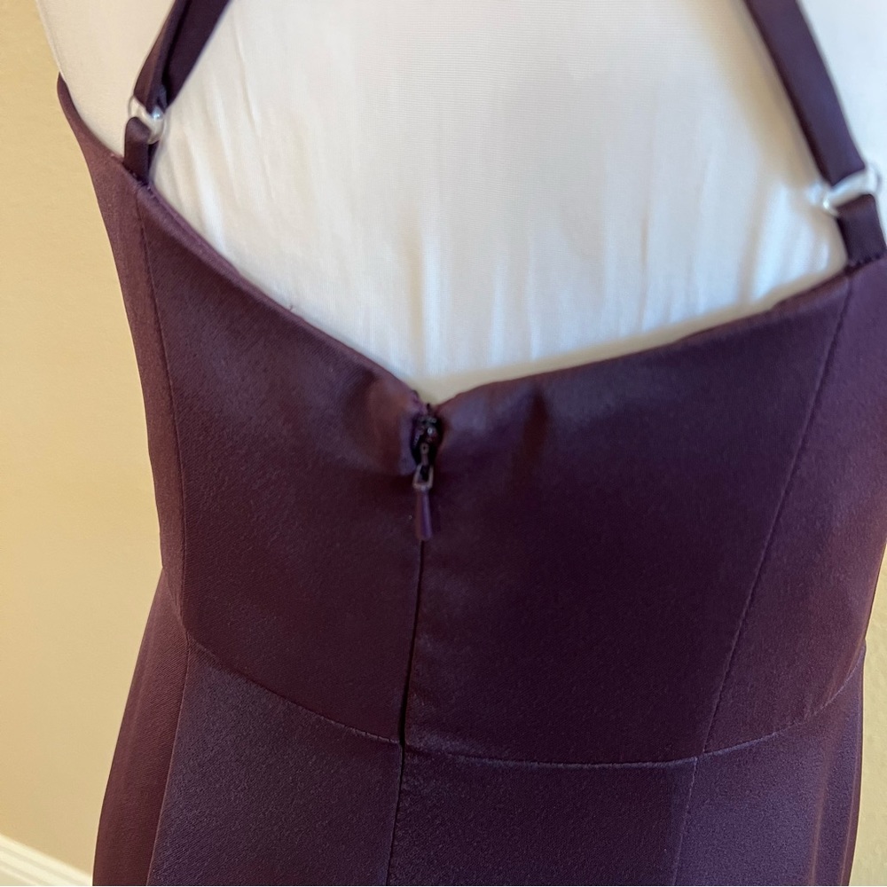 David's Bridal {Plum} Spaghetti Strap Crepe-Back Satin Bridesmaid Dress | Sz 4 - Picture 7 of 12